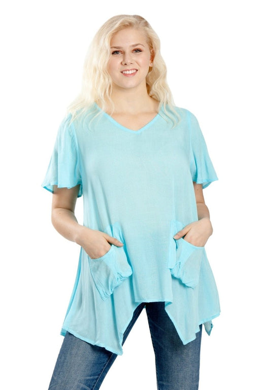 Cap Sleeve Top with Pockets 11774 - Advance Apparels Wholesale-Assorted Colors-One Size Fits Most-11774Assorted ColorsOne Size Fits Most