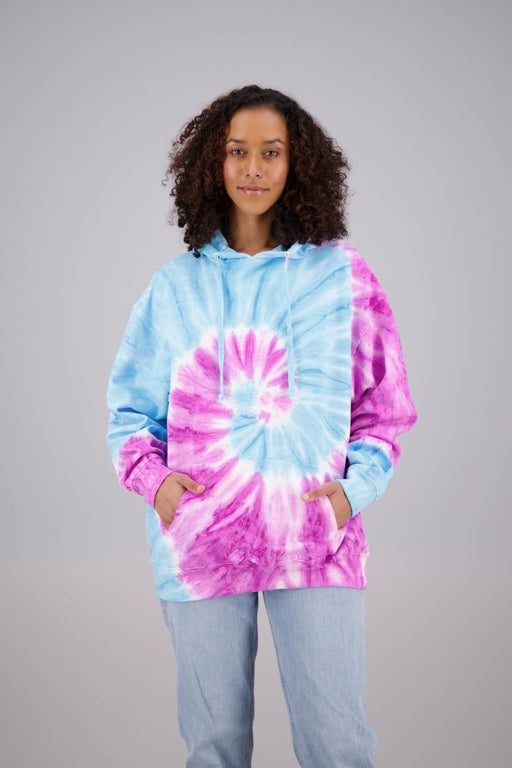 Adult's Tie-Dye Pullover Hoodie (2-XL) Cotton/Polyester Blend 9656 - Advance Apparels Wholesale-Pink / Blue-Assorted-9656-PPink / BlueAssorted