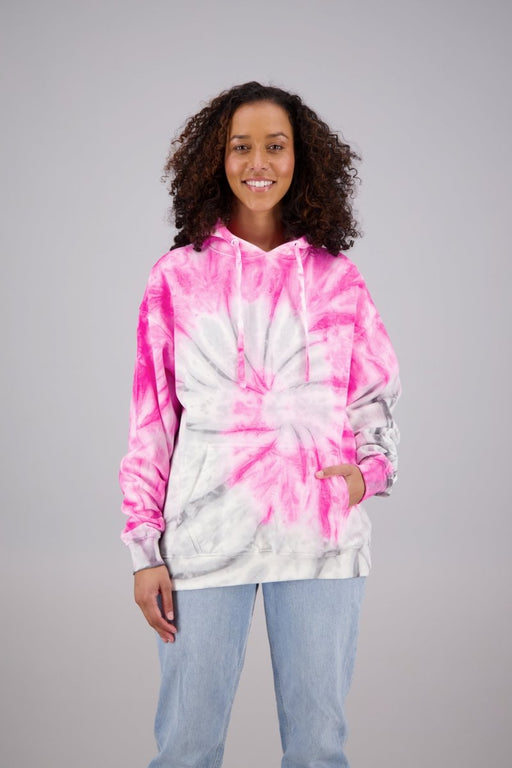 Adult's Tie-Dye Pullover Hoodie (2-XL) Cotton/Polyester Blend 9657 - Advance Apparels Wholesale-Pink / Grey-Assorted-9657-PPink / GreyAssorted
