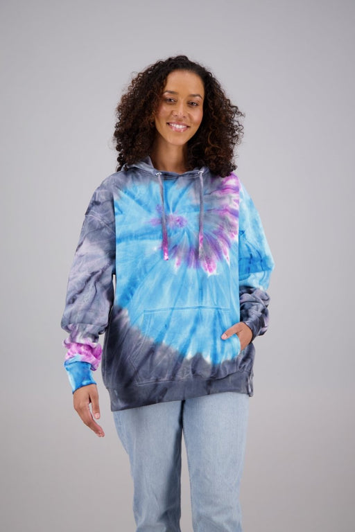 Adult's Tie-Dye Pullover Hoodie (2-XL) Cotton/Polyester Blend 9658 - Advance Apparels Wholesale-Dark Grey / Blue-Assorted-9658-PDark Grey / BlueAssorted