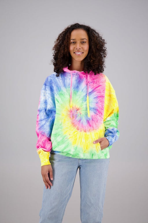 Adult's Tie-Dye Pullover Hoodie (2-XL) Cotton/Polyester Blend 9660 - Advance Apparels Wholesale-Tri-Color Neon-Assorted-9660-PTri-Color NeonAssorted