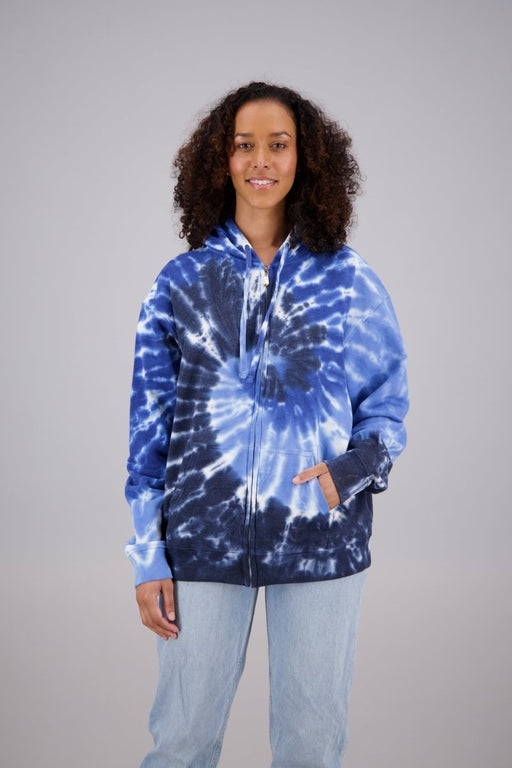 Adult's Tie-Dye Zip-Up Hoodie (2-XL) Cotton/Polyester Blend 9652 - Advance Apparels Wholesale-Navy Blue-Assorted-9652-ZNavy BlueAssorted