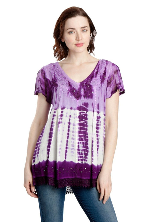 Boho Tie Dye Blouse 776 - Advance Apparels Wholesale-Assorted Colors-Free Size-776Assorted ColorsFree Size