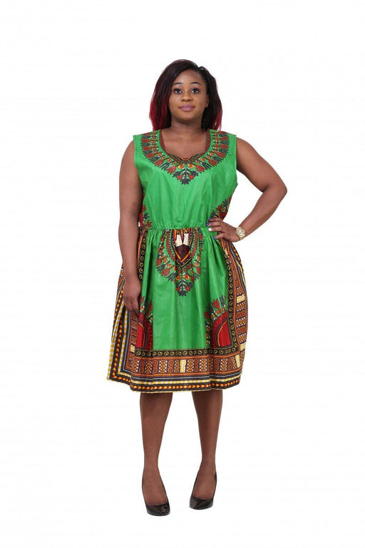 Sleeveless Dashiki Print Mid-Length Dress 1619 - Advance Apparels Wholesale-Assorted Colors-One Size Fits Most-1619Assorted ColorsOne Size Fits Most